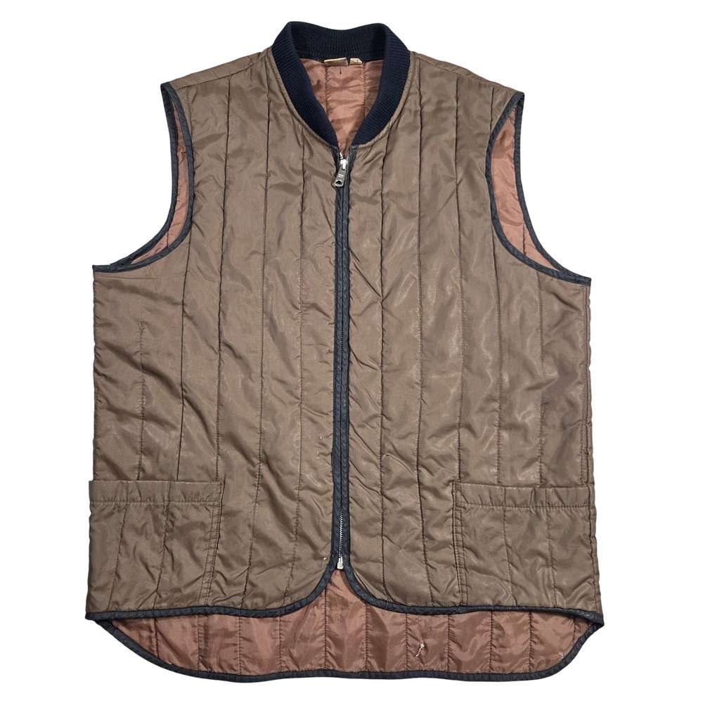 Vintage‎ Sears Work Leisure Brown Retro Quilted Vest Tall Large Workwear Korea